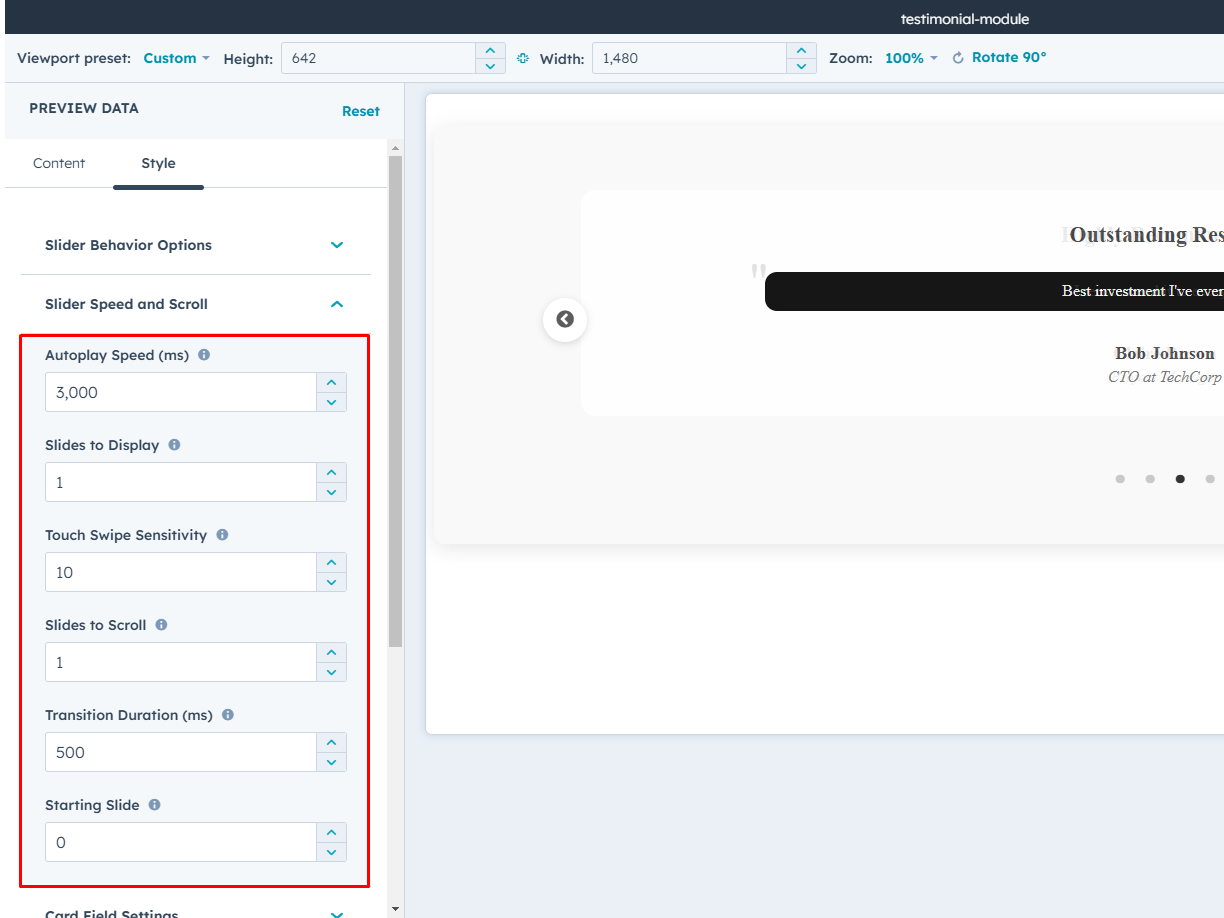 Customizable Slider Speed and Scroll Options